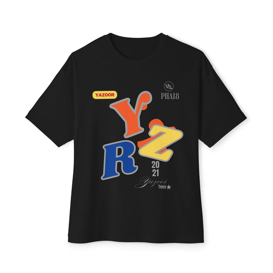 Unisex Oversized Boxy Tee - Stylish YAZOOR Graphic T-Shirt for Casual Wear